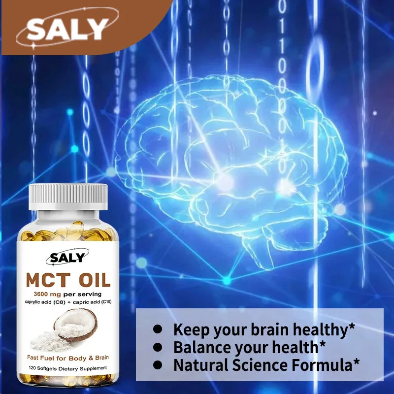 Mct Oil 3600 Mg C8 C10 Capsules Ketogenic Fuel , Clarity, Brain & Body, Fat Burning, Weight Management, Non-gmo Coconut