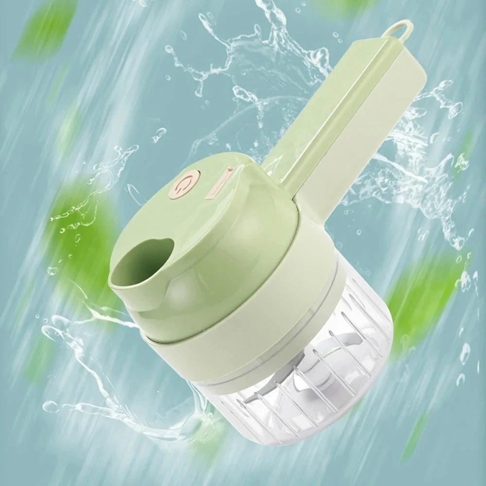 4 in 1 Handheld Electric Vegetable Cutter Wireless Food Processor Vegetable Slicer Set Pepper Garlic Mash Minced Cooking Gadgets