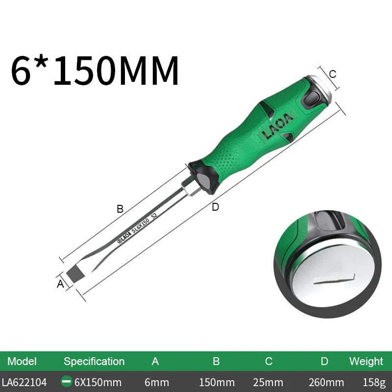 1pcs LAOA Magnetic Screwdriver Phillips Slotted Screwdrivers Set Hardness 58HRC Alloy Steel with Tap Knock Function