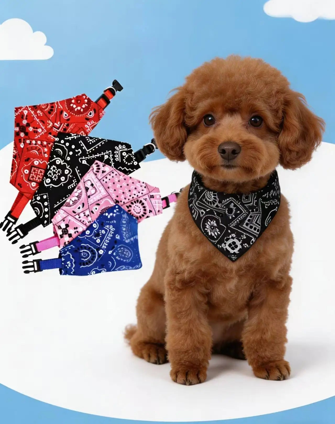 Adjustable Pet Bandana – Washable Triangular Scarf Bib for Dogs & Cats, Neck Decor, for Teddy/Bichon/Shiba/Corgi/Golden/Labrador