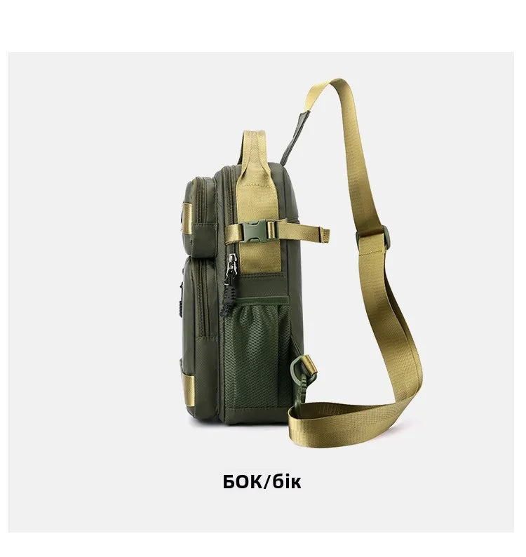 Fashionable Men's Crossbody Bag Student Casual Waist Bag Nylon Material Zipper Closure Soft Handle Multi-Compartment Pack
