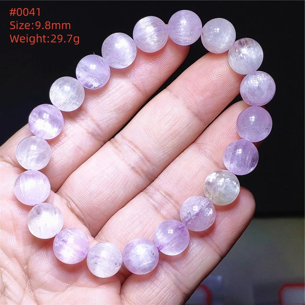 Natural Purple Kunzite Clear Round Beads Bracelet Jewelry Women Men Colorful Kunzite Bracelet Cat Eye Women Men AAAAAA