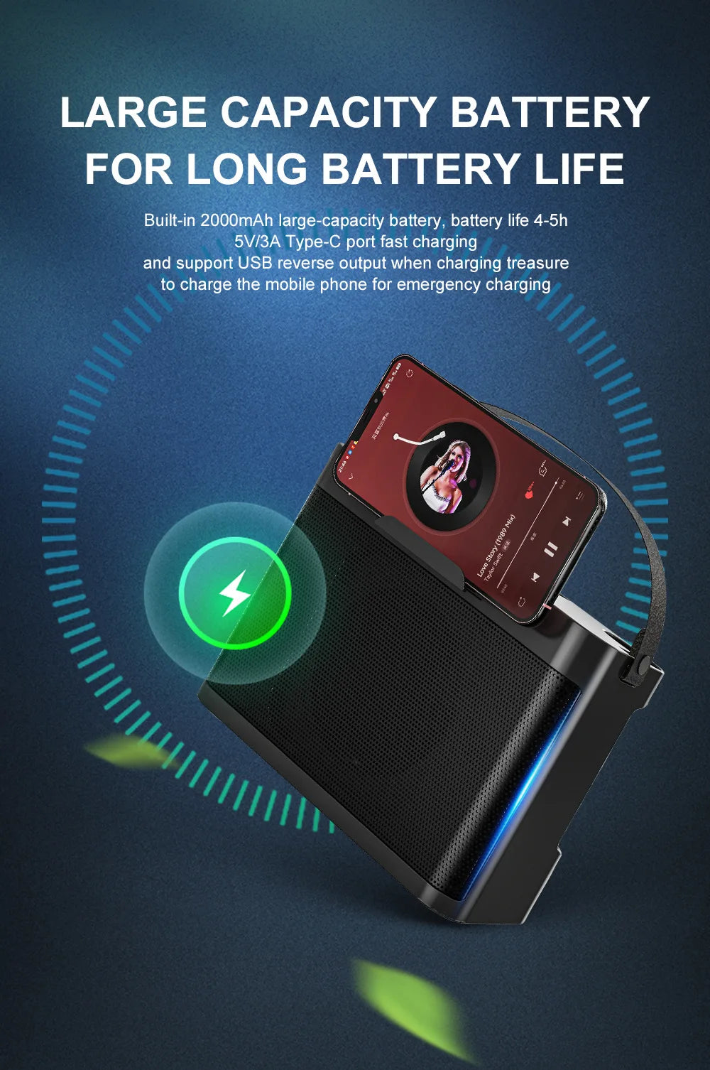 #20W Powerful Wireless Portable Dual Microphones Bluetooth Speaker Hifi Stereo Family Party Karaoke Subwoofer Boombox gifts 2026