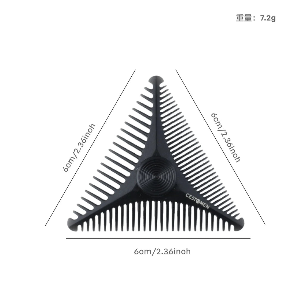 2/4Pc New Triangular Pocket Rotating Combs Fidget Bearing Portable Oil Head Comb For Men Mini Beard Combing Barber Styling Tools