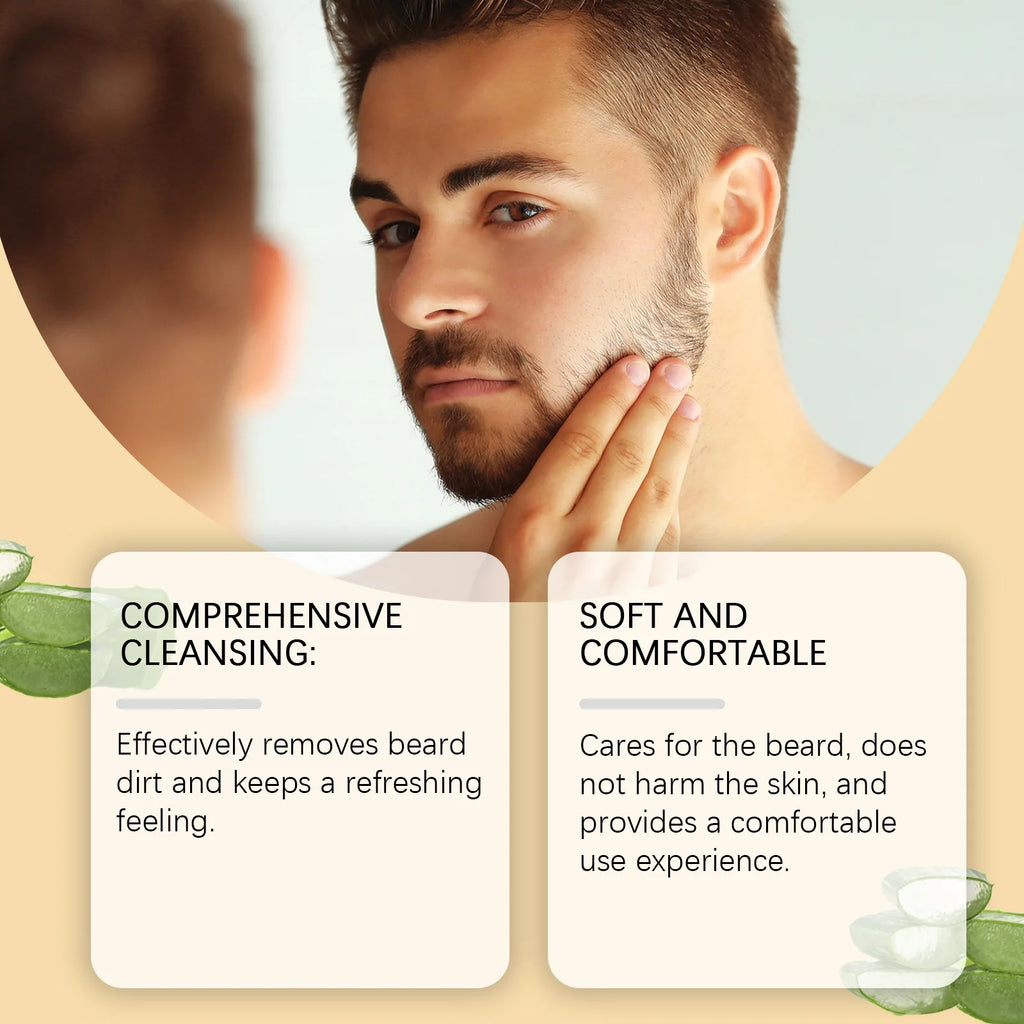 Aloe Repair Beard Wash Soothe After Shave Skin Reduce Skin Discomfort Refresh Moisturizing Gentle Repair Nourish Beard Shampoo