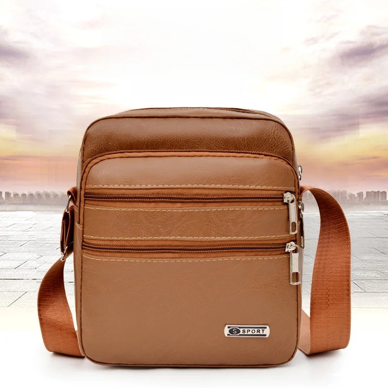 Simplified Soft Leather Crossbody Bag Fashionable Single Shoulder Bag Men's New Model Outdoor Travel Large Capacity Backpack