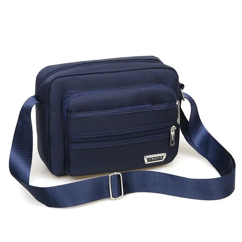 Casual Unisex Crossbody Bag Large Capacity Multi-layer Business Handling Bag Soft Nylon Material Zipper Closure Leisure Trave...