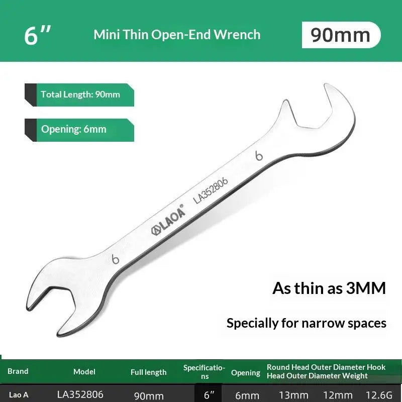 1/8/10Pcs Mini Thin Stainless Steel Double Open-end Wrench 5-11mm Dual-purpose Wrench For Repair Hand Tool Accessory