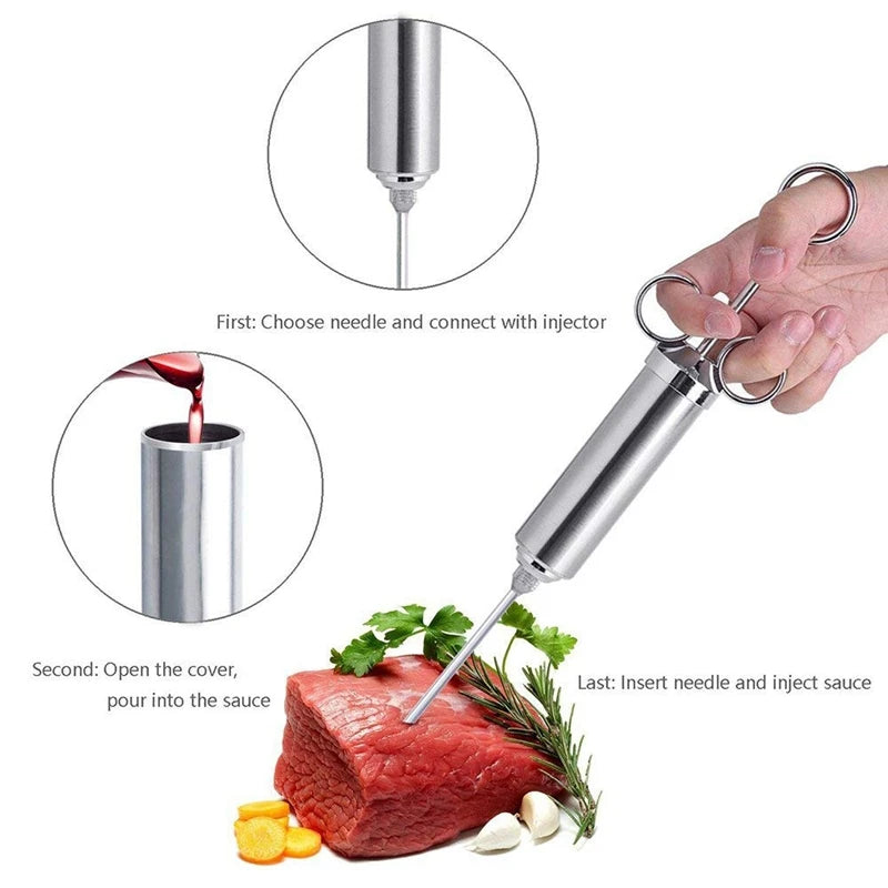 Hot Selling BBQ Meat Syringe Marinade Injector Turkey Chicken Flavor Syringe Kitchen Cooking Syinge Accessories