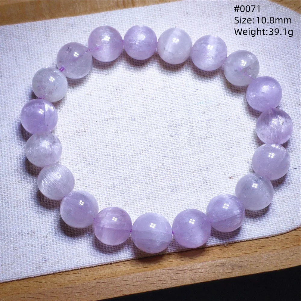Natural Purple Kunzite Clear Round Beads Bracelet Jewelry Women Men Colorful Kunzite Bracelet Cat Eye Women Men AAAAAA