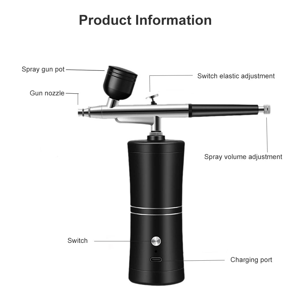 Airbrush for Paint Cake Makeup Cordless Airbrush Sprayer Gun 0.3mm Nozzles Handhold Portable Airbrush Nail Kit with Compressor