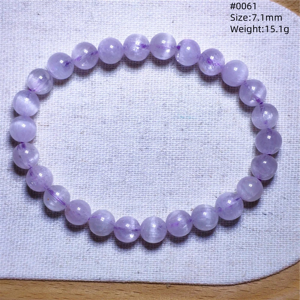Natural Purple Kunzite Clear Round Beads Bracelet Jewelry Women Men Colorful Kunzite Bracelet Cat Eye Women Men AAAAAA