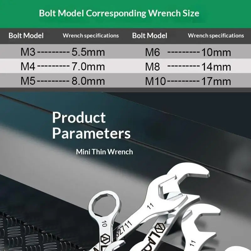1/8/10Pcs Mini Thin Stainless Steel Double Open-end Wrench 5-11mm Dual-purpose Wrench For Repair Hand Tool Accessory