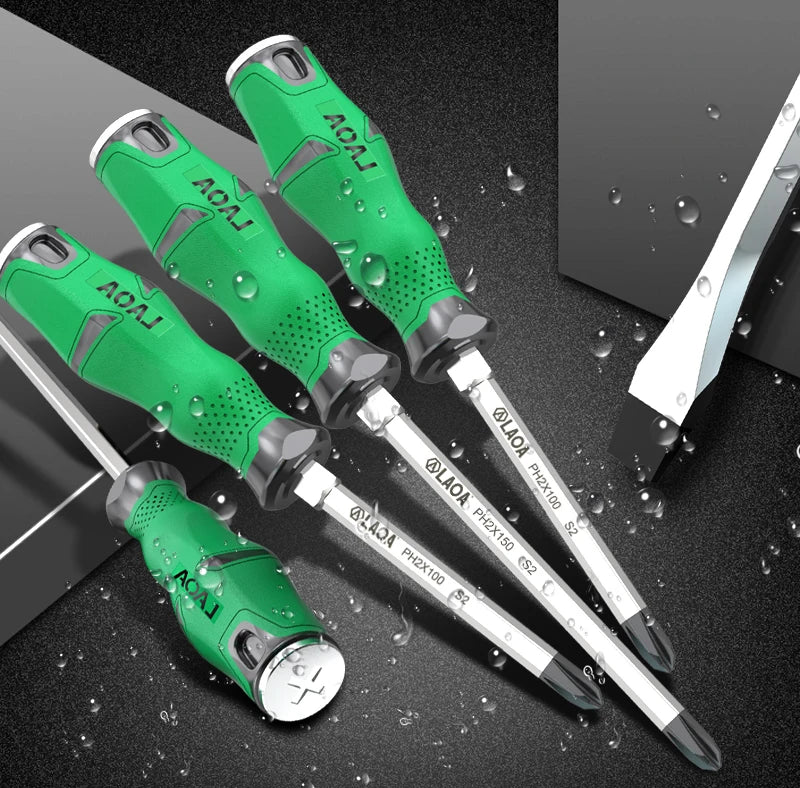 1pcs LAOA Magnetic Screwdriver Phillips Slotted Screwdrivers Set Hardness 58HRC Alloy Steel with Tap Knock Function