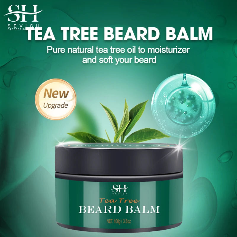 Natural Beard Balm Wax Tea Tree Beard Style Cream Soften Moisturize Thicken Professional Mustache Cream Beard Care For Gentlemen