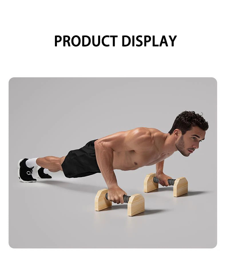 Push-up Stand Wood Pushup Bars Exercise Non-Slip Parallettes Handle Stands Calisthenics Fitness Equipment Home Strength Training