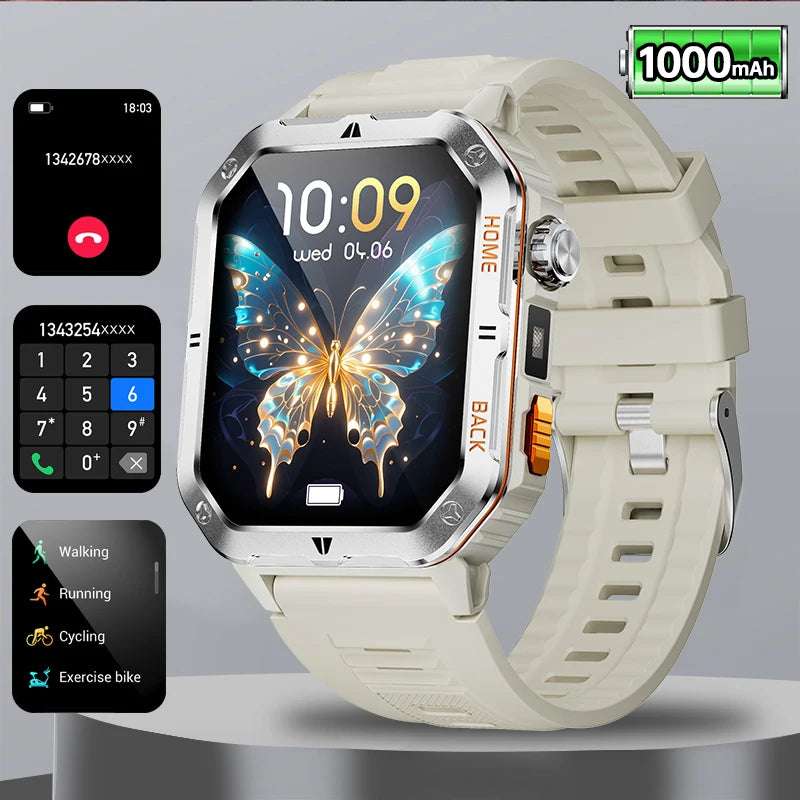 2025 New Smart Watch Men 1000mAh Ultra Large Battery 3ATM Professional Waterproof 2.01" HD Display Outdoor GPS Sports Smartwatch