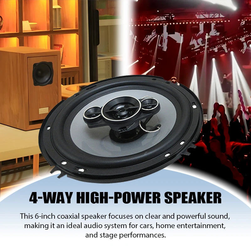2PCS 6 Inch HiFi Coaxial Subwoofer 1300W (2*650W) Car Automotive Audio Music Stereo 12V Full Range Frequency Car Speaker Woofer