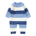 0 to 18 Months Baby Girl Boy Sweater Romper Autumn Winter Clothes Striped Crew Neck Long Sleeve Full Length Jumpsuit