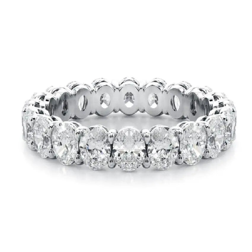3ctw Lab Grown Created Diamond Wedding Band Ring Oval Cut 10K White Gold CVD HPHT Diamond DEF Color VS-VVS
