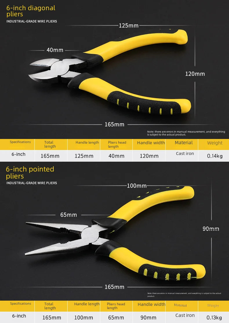 6-inch 8-inch Steel Wire Cutters Sharp Nose Tiger Mouth Design Manual Hardware Tools Tiger Skin Handle