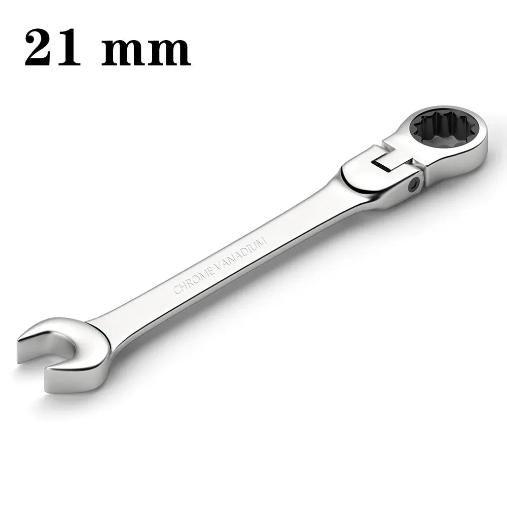 Flex-head Ratcheting Wrench Set,1Pcs Metric 6-24mm Chrome Vanadium Steel Universal Spanners for Car Repair Hand Tools