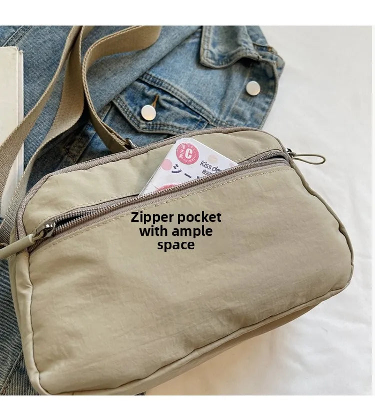 New 2025 Multi-Layer Casual Women's Crossbody Bag Portable Multi-Pocket Lightweight Waterproof Nylon Bag Soft Square Bag