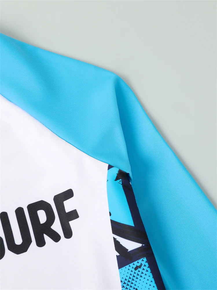 Boy Swimsuit 2026 New Solid And Print Long Sleeve Children Swimwear Summer Kids Beach Wear Shorts Swimming Bathing Suit For Men
