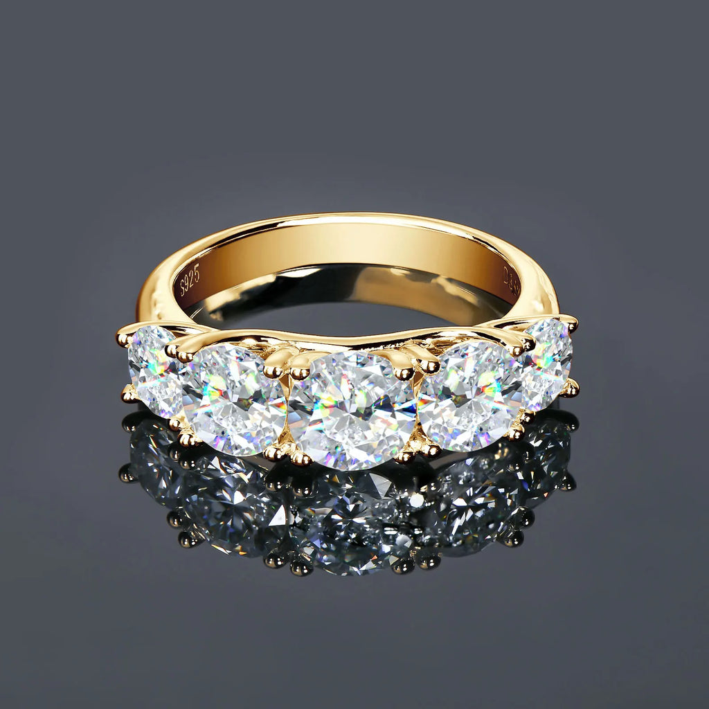IOGOU 3.6ctw. D Moissanite Wedding Rings for Women 18k Gold Plated 925 Silver Promise Finger Jewelry Certified Lab Diamond Bands