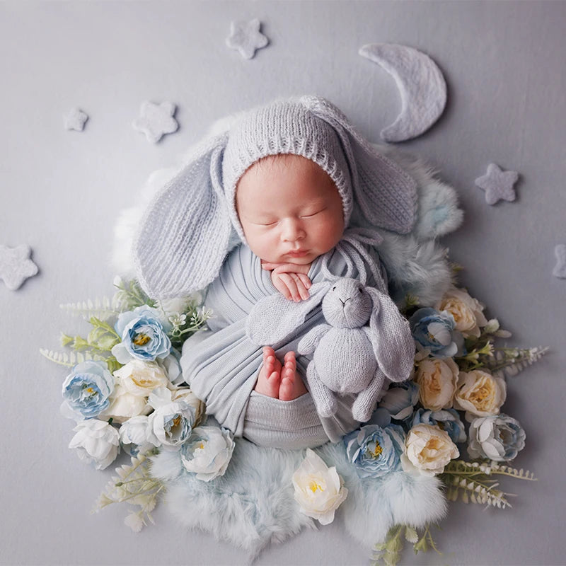 7pcs Wool Felt Stars and Moon Newborn Photography Props Background Mini Accessories Atmospheric Moon and Stars Baby Shoot Props