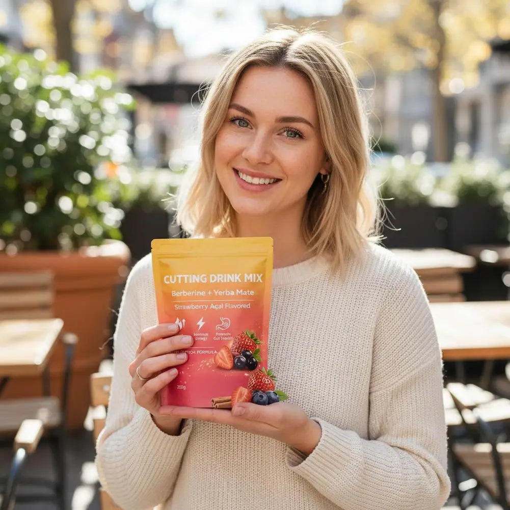 200g Berberine Mate Tea Plant Based Energy Weight Loss Drink Powder Cutting Drinking Mix Berberine+ Yerba Strawberry Acai Flavor