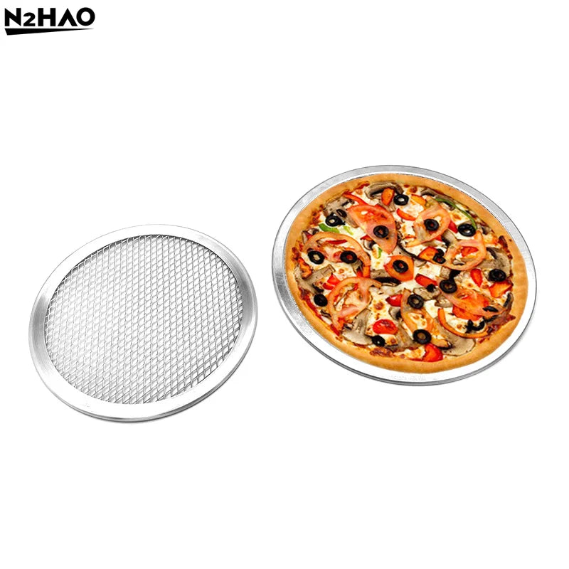 1PC 6-20 Inch Pizza Screen Pan Metal Net Non Stick BakingTray New Seamless Aluminum Alloy Metal Net Bakeware Kitchen Pizza Tools
