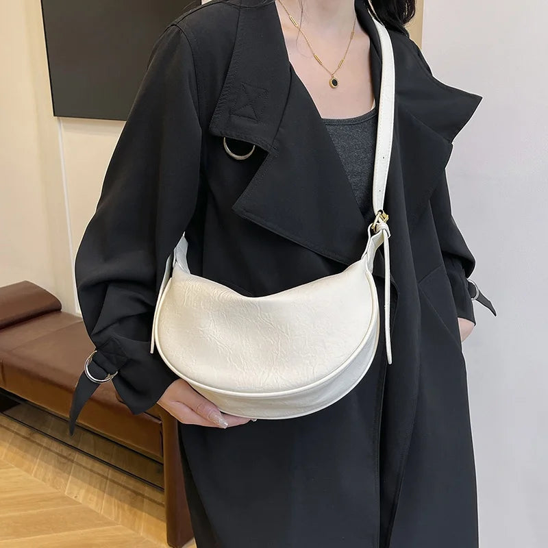 Retro Versatile Women's Shoulder Bag Simple Fashionable New Style Matching Dumpling Shape Crossbody Bag Trendy High-End Feeling