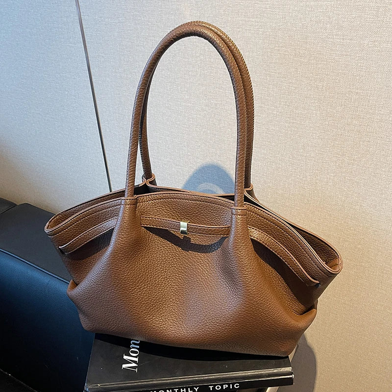 Large Capacity Women's Shoulder Bag Commuter Tote Bag Underarm Single Shoulder Bag Retro Design Casual Handbag