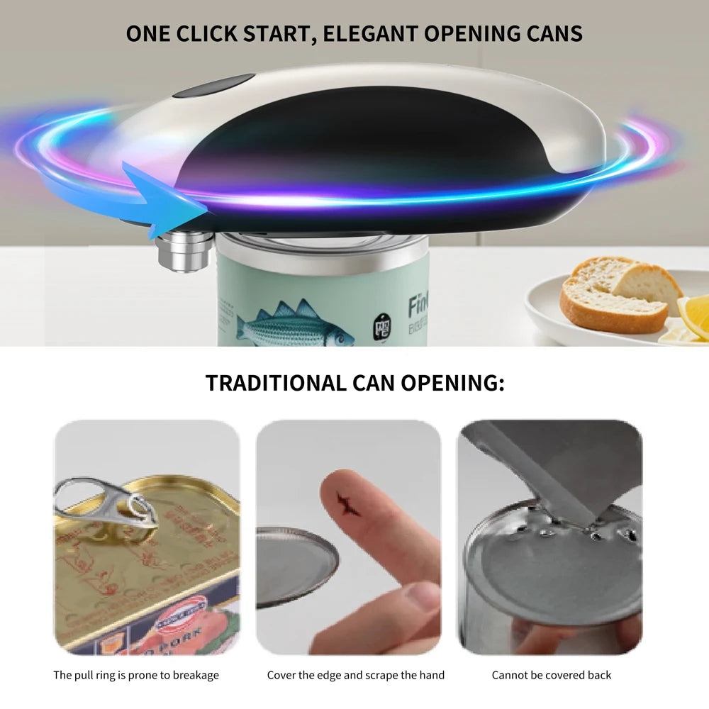 Compact Automatic Electric Can Opener One Touch Portable Kitchen Tool for Jar & Bottle Easy Storage Can Opener Rechargeable