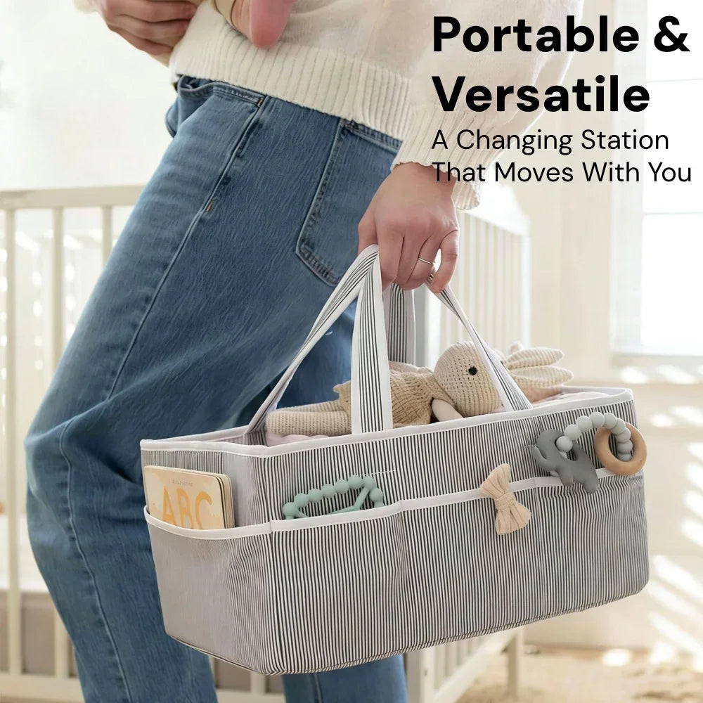 Baby Diaper Caddy Organizer - Large Tote Bag for Newborn essentials Boy or Girl - Baby Shower Basket - Nursery Must Haves
