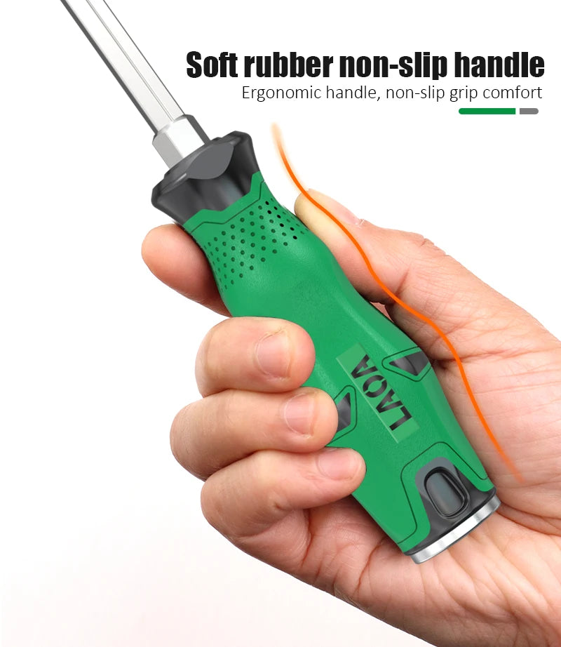 1pcs LAOA Magnetic Screwdriver Phillips Slotted Screwdrivers Set Hardness 58HRC Alloy Steel with Tap Knock Function