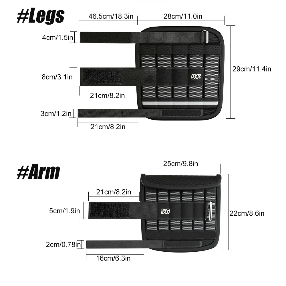 1Pair Adjustable Wrist Ankle Weights, Removable Arm & Leg Weight for Men & Women, Fitness, Strength Training, Running, Walking