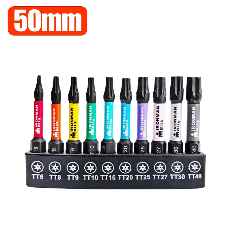 25-150mm Magnetic Screwdriver Bit Set S2 Alloy Steel Torx Impact Screw Driver Bits Hex Shank Batch Head with Holder Hand Tools