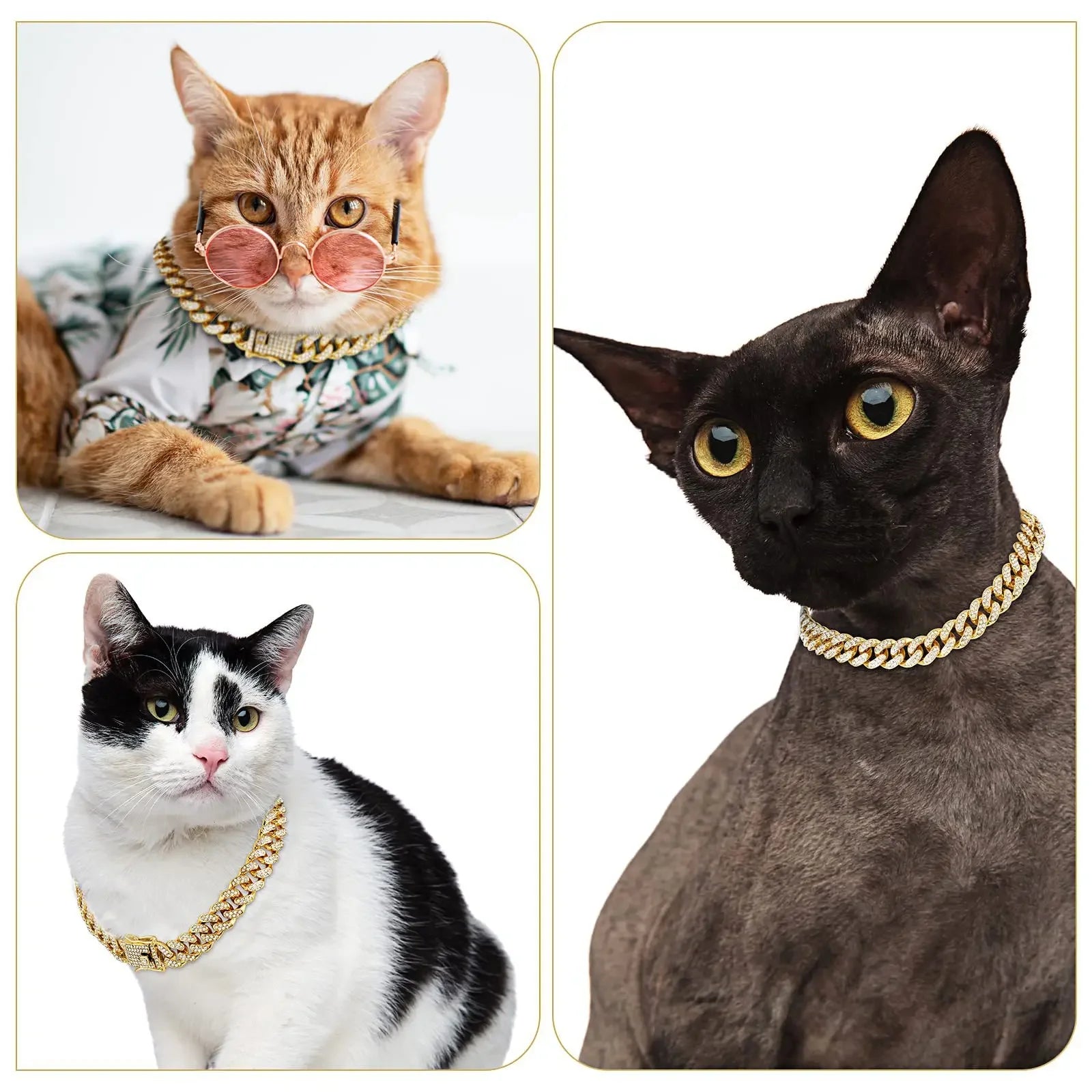 1/2pcs Pet Dog Collar Cat Chain Diamond Walking Metal Chain Collar With Design Secure Buckle Jewelry Accessories Cuban Collar