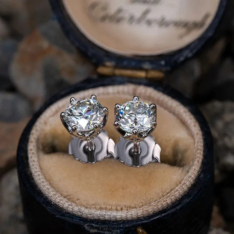 Premium 0.5-2ct Moissanite Diamond Stud Earrings for Women Orginal 925 Sterling Silver Screw Back Women Moissanite Earring 2026