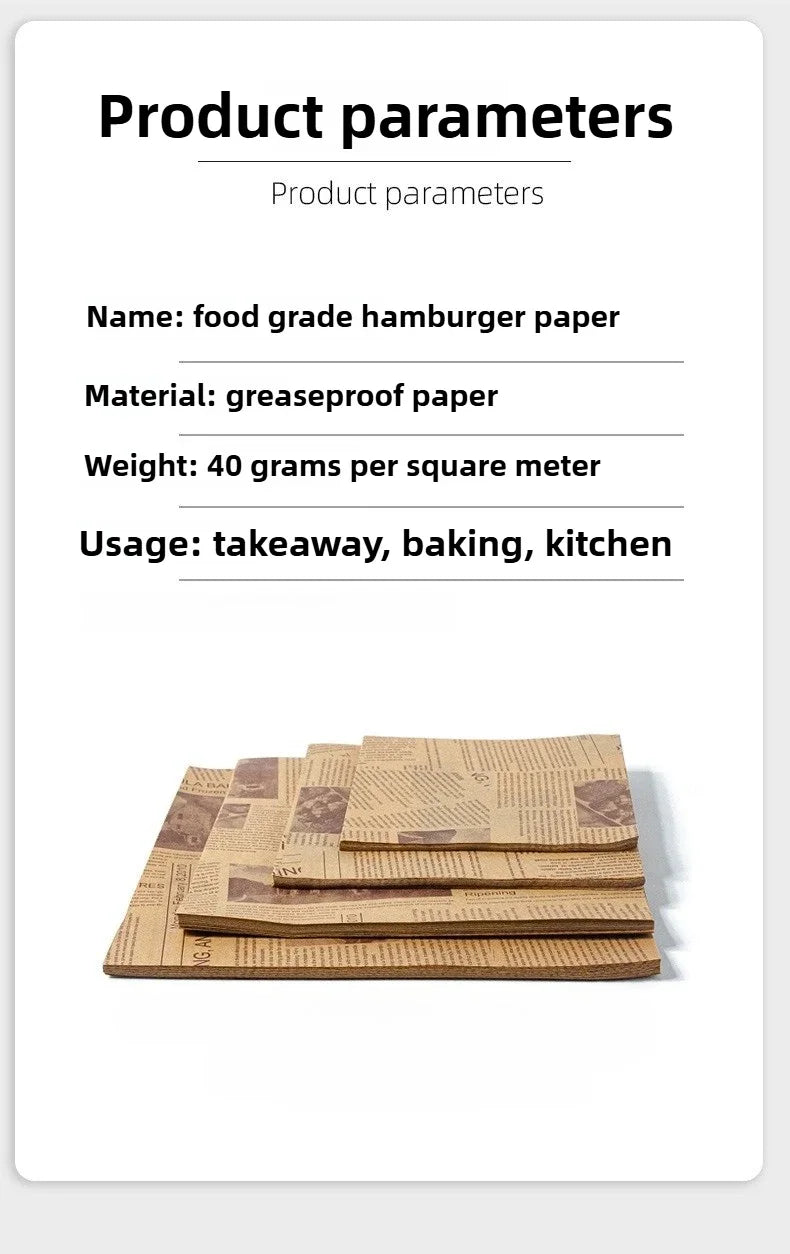 100/1000 Pcs Oil-Proof Paper for Wrapping Burger Bread Fried Food Sandwich Packaging Fryer Air Baking Paper Plate  Accessories