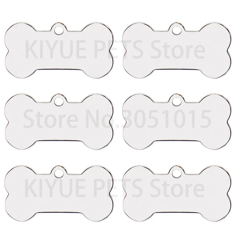 Stainless Steel 20Pcs Bone Dog ID Tag Keychain Engraved Pet ID  Personalized Collar Tags Pendant Keyring Bone Pet Accessories