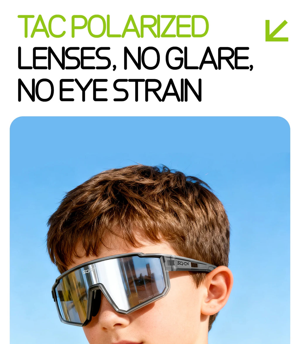 SCVCN New Photochromic Children Cycling Glasses Outdoor Sports Sunglasses Kids Road Bikes Cycling Eyewear UV400 Fashion Goggles