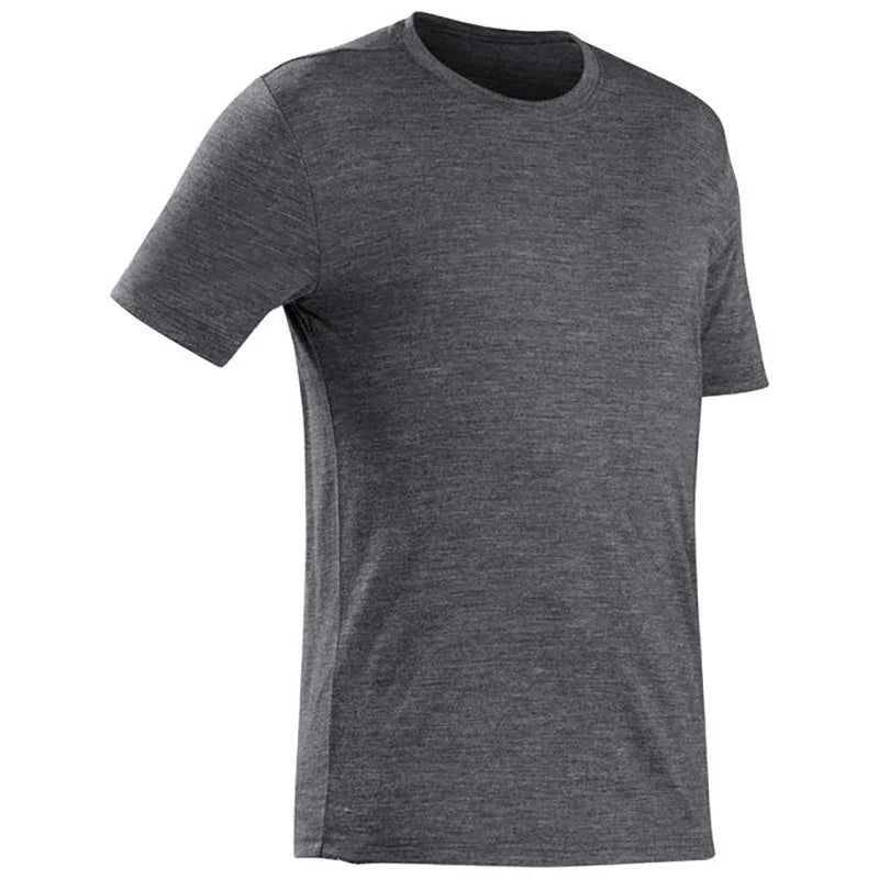 Men's 100% Superfine Merino Wool T-Shirt Base Layer Wicking Breathable Quick Dry Anti-Odor No-itch Comfortable Fit Size