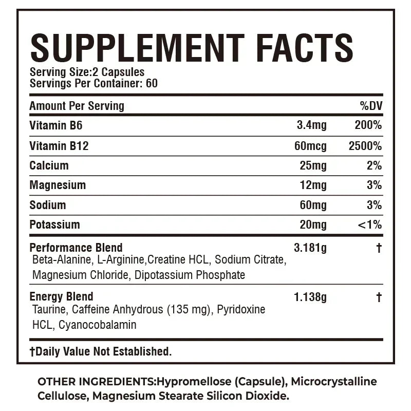 Sport Pre Workout Supplement - Increase Muscle Strength, Improve Athletic Performance, Reduce Fatigue, Muscle Building & Growth
