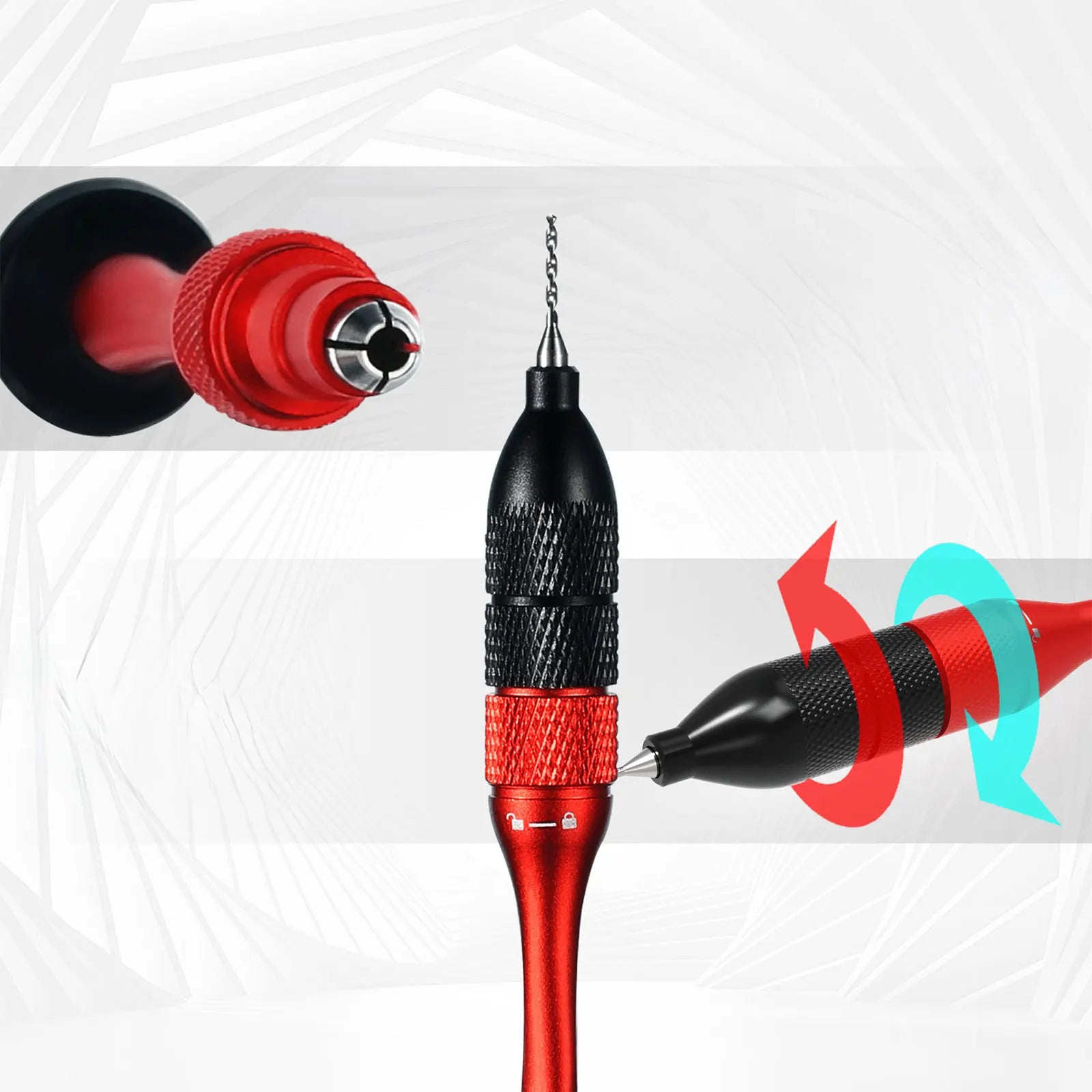 DSPIAE AT-SHD Precision Hand Drill Set For Hobby DIY Model Making Tool Aluminum Alloy Red