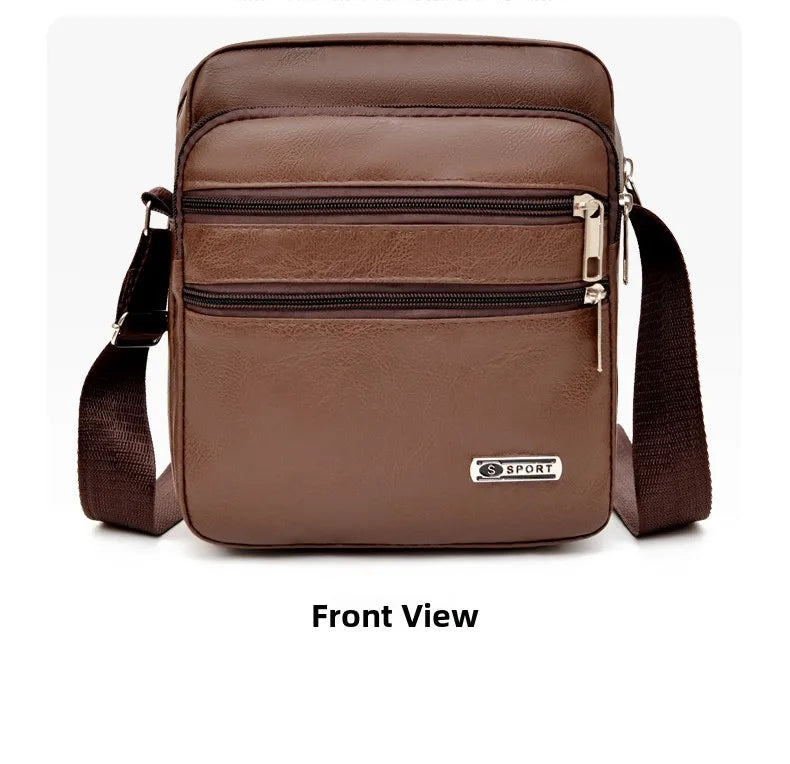 Simplified Soft Leather Crossbody Bag Fashionable Single Shoulder Bag Men's New Model Outdoor Travel Large Capacity Backpack