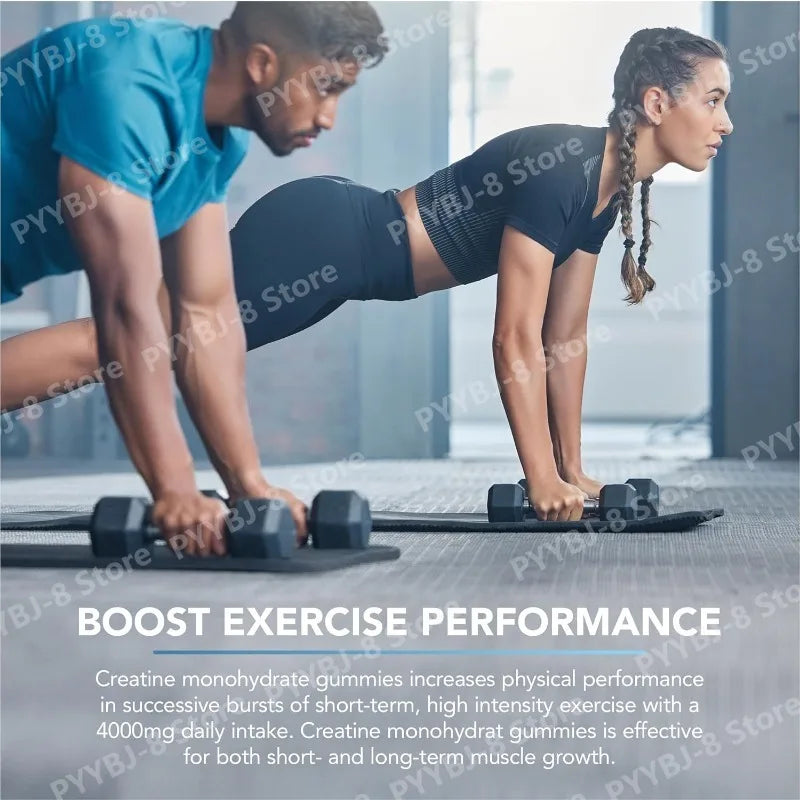 Creatine Monohydrate Gummie Blueberry Flavor 60pcs with 1000mg Creatine & Sodium Support Recovery After Exercise Muscle Strength