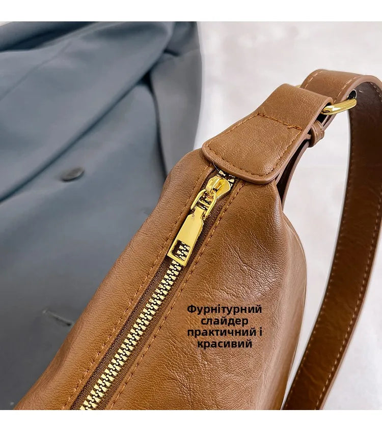 Retro Versatile Women's Shoulder Bag Simple Fashionable New Style Matching Dumpling Shape Crossbody Bag Trendy High-End Feeling